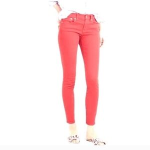 J. Crew Ankle Toothpick Skinny Jeans Coral Orange Preppy Casual Resort Size 30